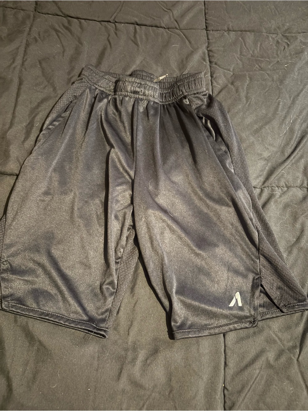 Kids Black Athletic Shorts with Reflective Logo